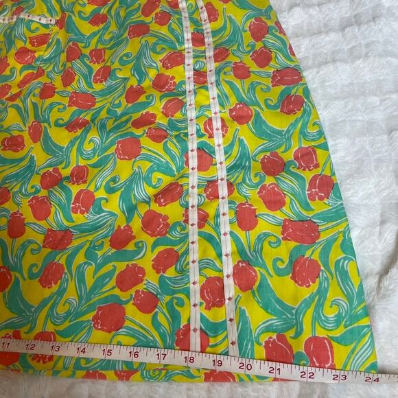 LILLY PULITZER 60s/70s Mini Skirt Tulip Floral Yellow‎ Vintage Retro Pocket - Picture 3 of 8